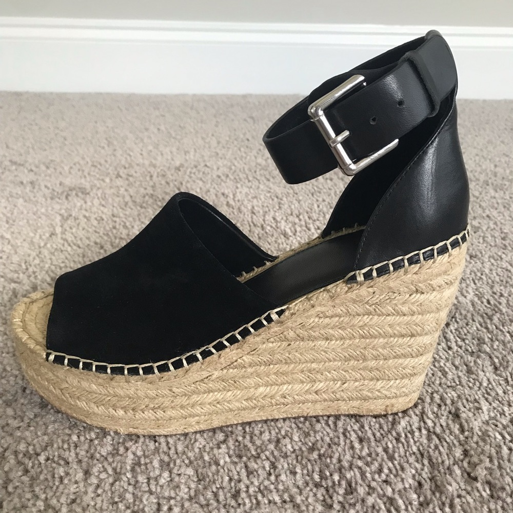 Mark Fisher Adalyn black multi suede espadrille.